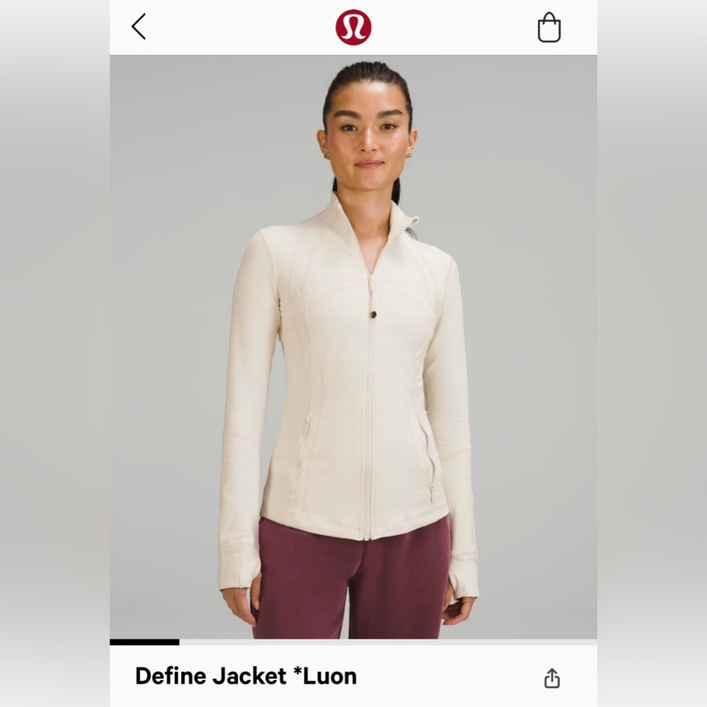 LULULEMON Define Jacket Luon White Opal size 2